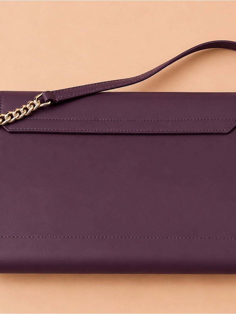 Kate Spade New York Plum Leather Shoulder Bag Gold Chain Burgundy Purse - Picture 7 of 7